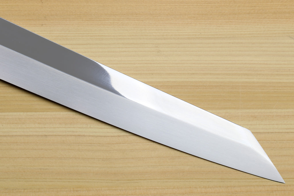 Yoshihiro VG-10 Honyaki Yanagi Kiritsuke Japanese Sushi Sashimi Knife with Double Nickel Silver Ring Corian Ebony Handle