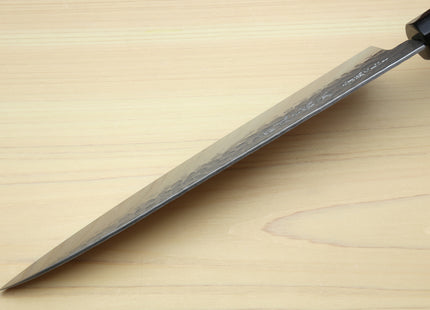 Yoshihiro Super Blue Steel Stainless Clad Hammered Gyuto Chefs Knife Ebony Handle