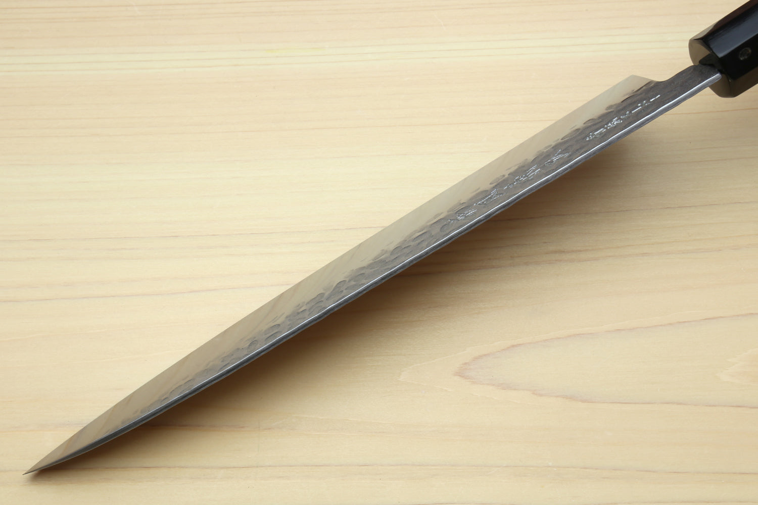 Yoshihiro Super Blue Steel Stainless Clad Hammered Gyuto Chefs Knife Ebony Handle (Blade Length 9.5" (240mm))
