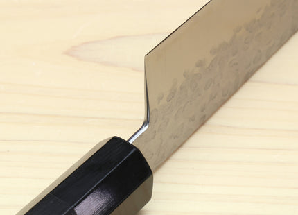 Yoshihiro Super Blue Steel Stainless Clad Hammered Gyuto Chefs Knife Ebony Handle