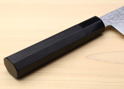 Yoshihiro Super Blue Steel Stainless Clad Hammered Gyuto Chefs Knife Ebony Handle