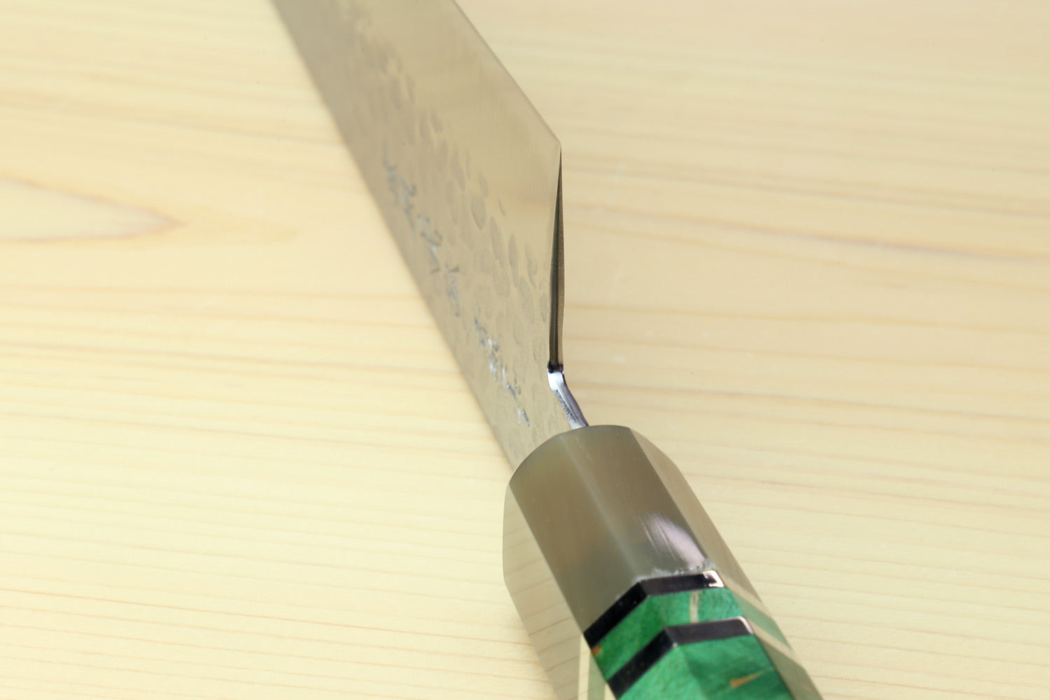 Yoshihiro Super Blue Steel Stainless Clad Hammered Gyuto Chefs Knife Stabilized Handle 240mm 9.5 inch