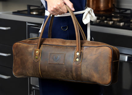 Yoshihiro Genuine Natural Leather Knife Culinary Bag (Brown)