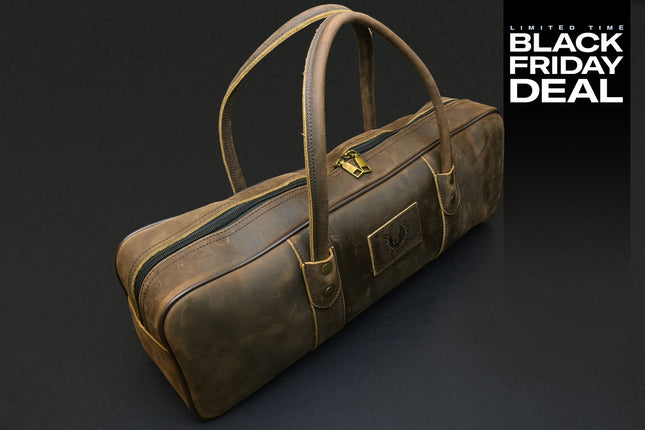 (BF Sale) Yoshihiro Genuine Natural Leather Knife Culinary Bag (Brown)