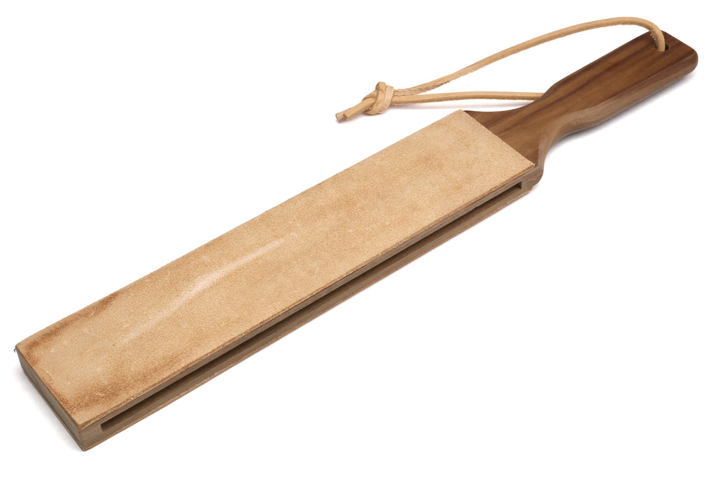 Yoshihiro Cutlery Two-Sided Leather Strop with Wooden Handle
