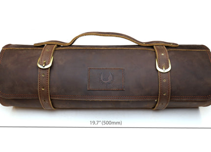 Yoshihiro Hayate Genuine Natural Leather Knife Culinary Roll Storage Bag Case Brown