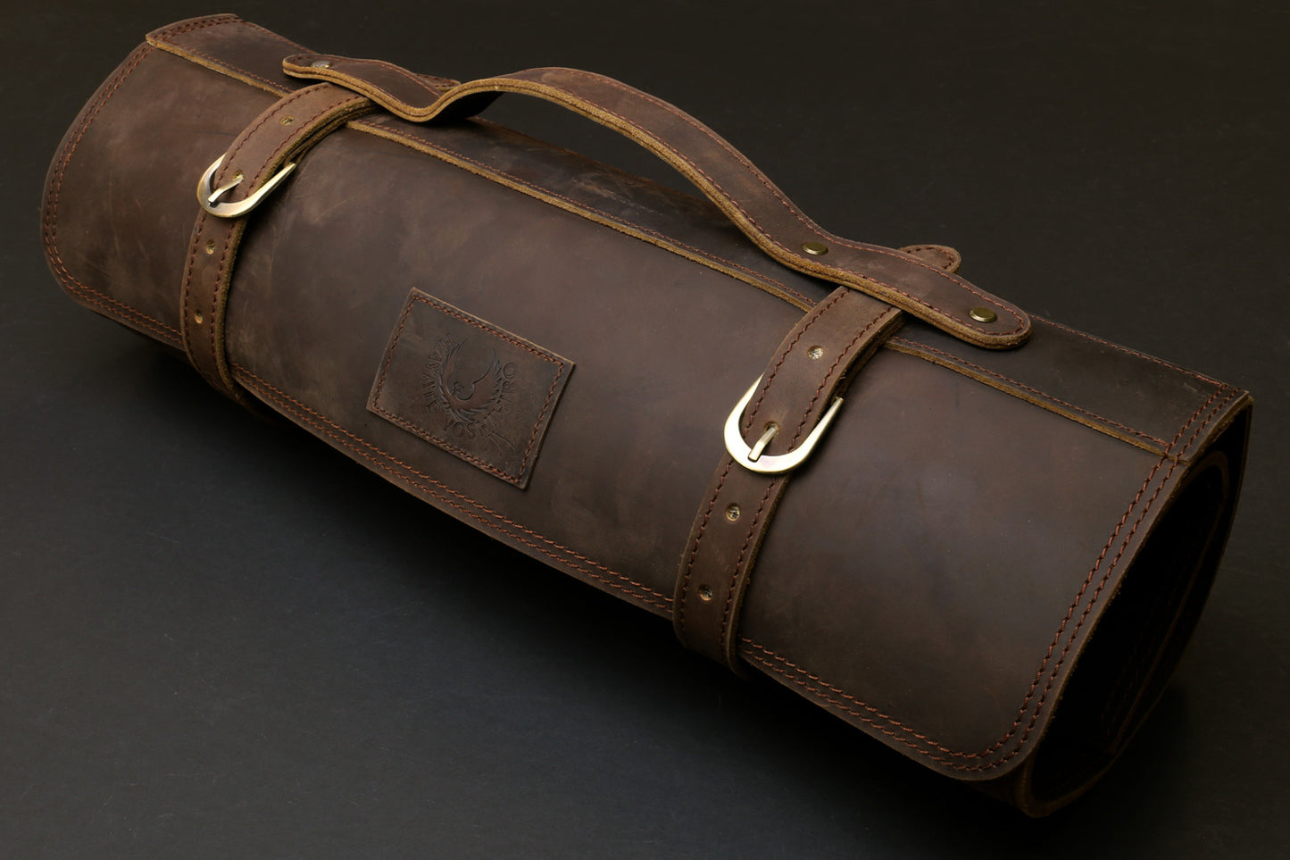 Yoshihiro Hayate Genuine Natural Leather Knife Culinary Roll Storage Bag Case Brown