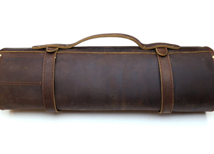 Yoshihiro Hayate Genuine Natural Leather Knife Culinary Roll Storage Bag Case Brown