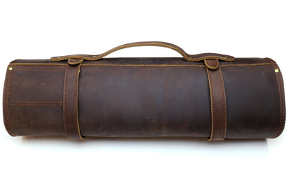 Yoshihiro Hayate Genuine Natural Leather Knife Culinary Roll Storage Bag Case Brown