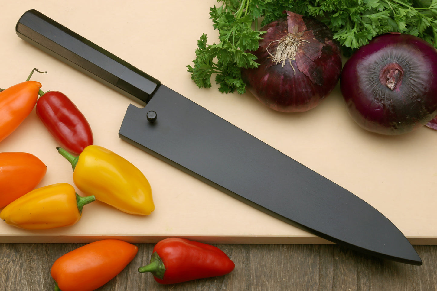 Yoshihiro Kurouchi Black-Forged Blue Steel Stainless Clad Gyuto Chefs Knife (Ebony Handle)