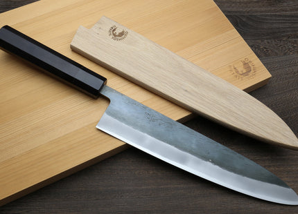 Yoshihiro Kurouchi Black-Forged Blue Steel Stainless Clad Gyuto Chefs Knife (Ebony Handle)