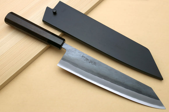 Yoshihiro Kurouchi Black-Forged Blue Steel Stainless Clad Kiritsuke Multipurpose Chef Knife (Ebony Handle)