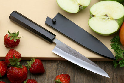 Yoshihiro Kurouchi Black-Forged Blue Steel Stainless Clad Petty Utility Knife (Ebony Handle)