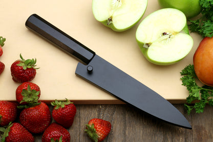 Yoshihiro Kurouchi Black-Forged Blue Steel Stainless Clad Petty Utility Knife (Ebony Handle)