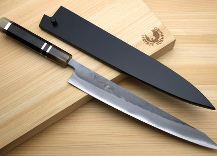 Yoshihiro Kurouchi Black-Forged Blue Steel Stainless Clad Sujihiki Kiritsuke Slicer Knife (Triple Ring Handle) — 9.5" (240mm)