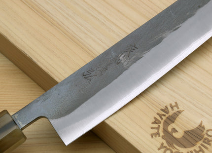 Yoshihiro Kurouchi Black-Forged Blue Steel Stainless Clad Sujihiki Kiritsuke Slicer Knife (Triple Ring Handle) — 9.5" (240mm)