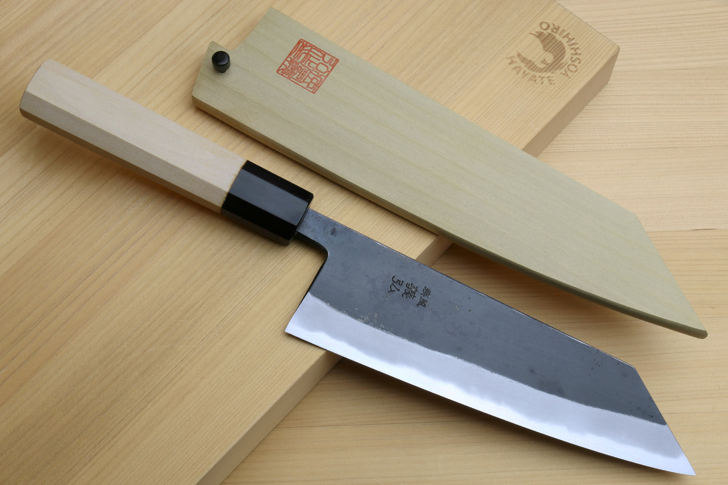 Yoshihiro High Carbon Blue Steel #2 Kurouchi Japanese Kiritsuke Chef Knife with Kaede Handle