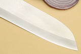 Yoshihiro Hayate ZDP-189 Super High Carbon Stainless Steel Santoku Multipurpose Knife 7" (180mm) Ebony Handle with Sterling Silver Ring Nuri Saya Cover
