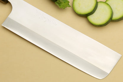 Yoshihiro Hayate ZDP-189 Super High Carbon Stainless Steel Nakiri Vegetable Chef Knife 7" (180mm) Premium Ebony wood Handle with Sterling Silver Nuri Saya Cover