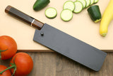 Yoshihiro Hayate ZDP-189 Super High Carbon Stainless Steel Nakiri Vegetable Chef Knife 7" (180mm) Premium Ebony wood Handle with Sterling Silver Nuri Saya Cover