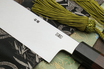 Yoshihiro Hongasumi Ginsan (Hakugin) High Carbon Stain Resistant Kama Usuba Traditional Japanese Vegetable Chopping Chef Knife Shitan Handle