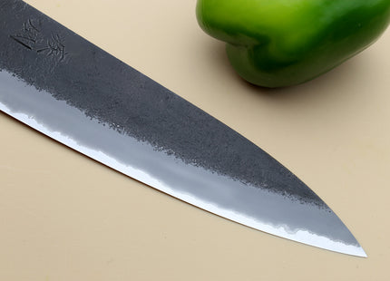 Hayate Hinoura Kurouchi Black-Forged Blue Steel Stainless Clad Gyuto Chefs Knife