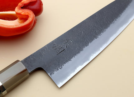 Hayate Hinoura Kurouchi Black-Forged Blue Steel Stainless Clad Gyuto Chefs Knife