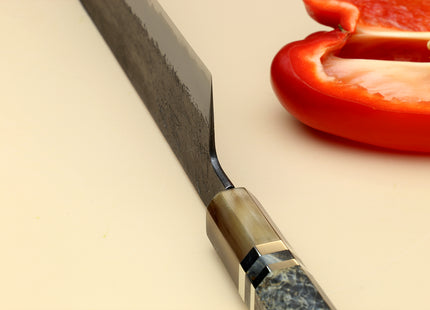 Hayate Hinoura Kurouchi Black-Forged Blue Steel Stainless Clad Nakiri Vegetable Knife