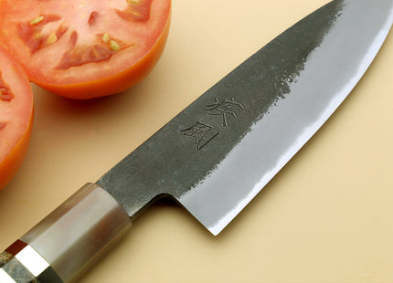Hayate Hinoura Kurouchi Black-Forged Blue Steel Stainless Clad Paring Knife