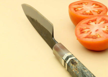 Hayate Hinoura Kurouchi Black-Forged Blue Steel Stainless Clad Paring Knife
