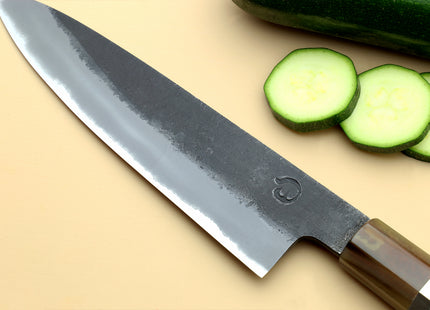 Hayate Hinoura Kurouchi Black-Forged Blue Steel Stainless Clad Petty Utility Knife