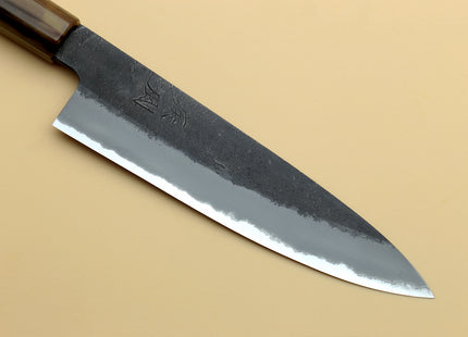 Hayate Hinoura Kurouchi Black-Forged Blue Steel Stainless Clad Petty Utility Knife