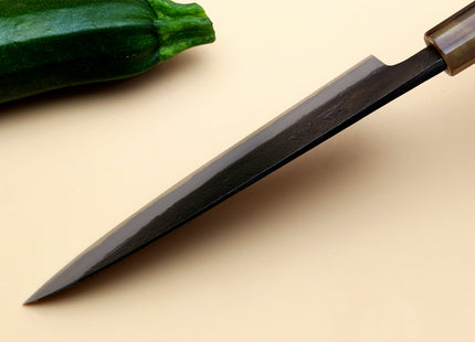 Hayate Hinoura Kurouchi Black-Forged Blue Steel Stainless Clad Petty Utility Knife