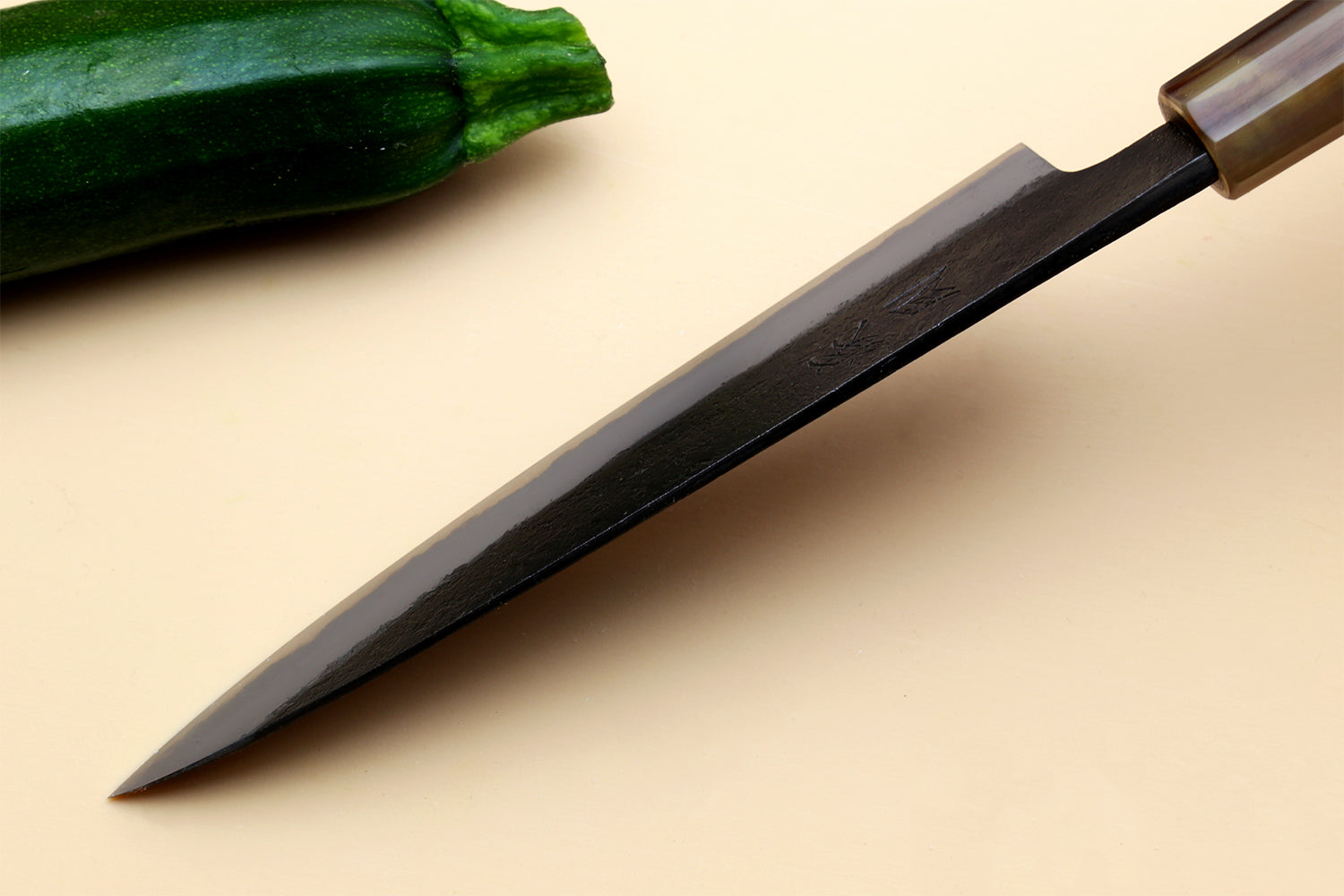 Hayate Hinoura Kurouchi Black-Forged Blue Steel Stainless Clad Petty Utility Knife