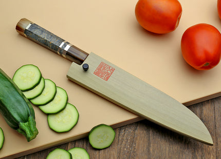 Hayate Hinoura Kurouchi Black-Forged Blue Steel Stainless Clad Petty Utility Knife