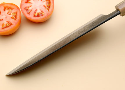 Hayate Hinoura Kurouchi Black-Forged Blue Steel Stainless Clad Santoku Multipurpose Knife