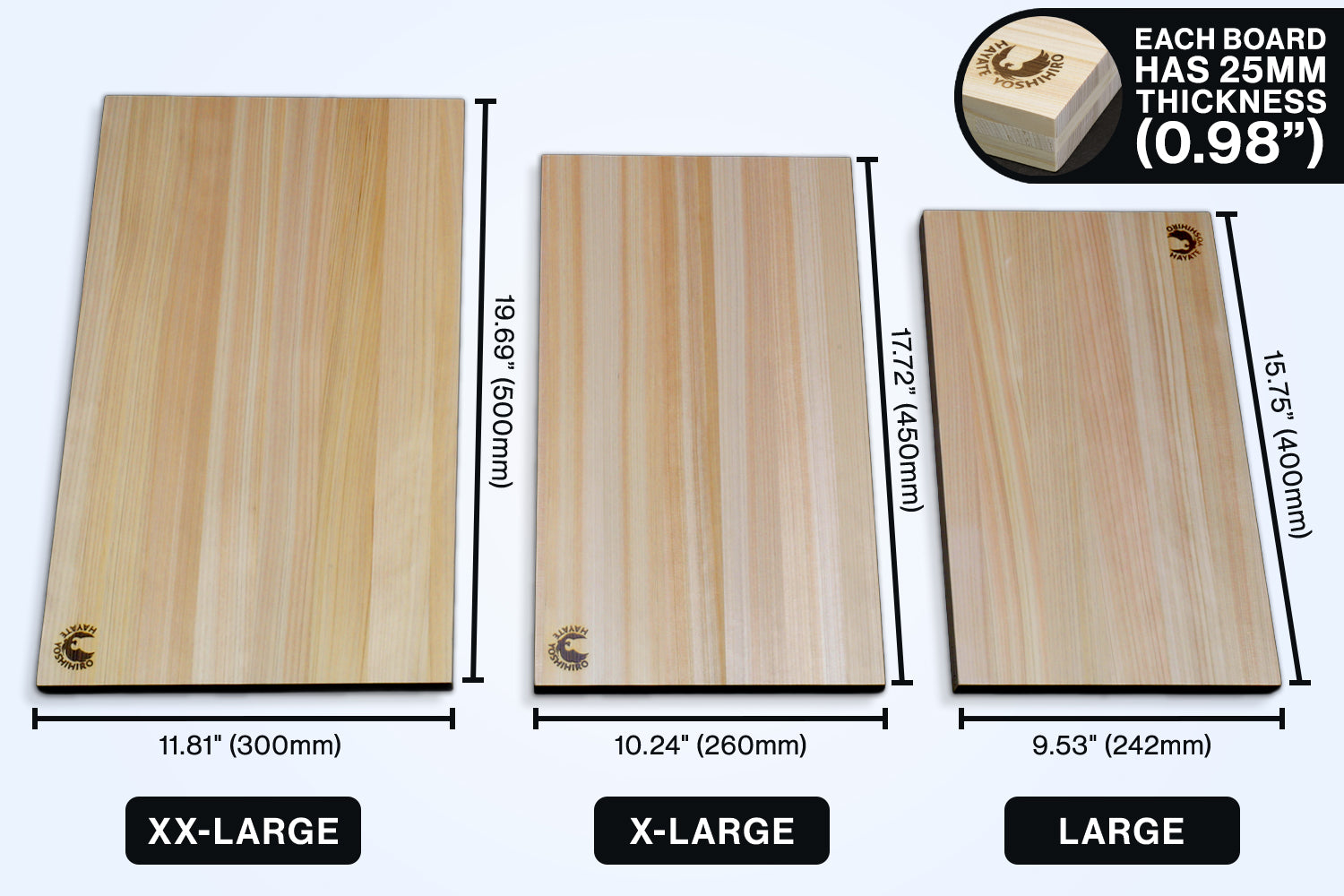 Yoshihiro Hinoki Japanese Cypress Cutting Board Anti-Twist Core — Large
