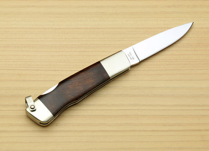 Moki VG-10 Stainless Steel Lockback Folding Pocket Knife (Brown Ironwood Handle with Leaf Design)