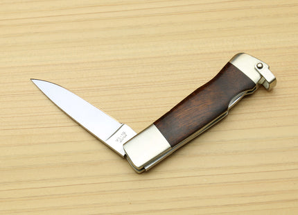 Moki VG-10 Stainless Steel Lockback Folding Pocket Knife (Brown Ironwood Handle with Leaf Design)
