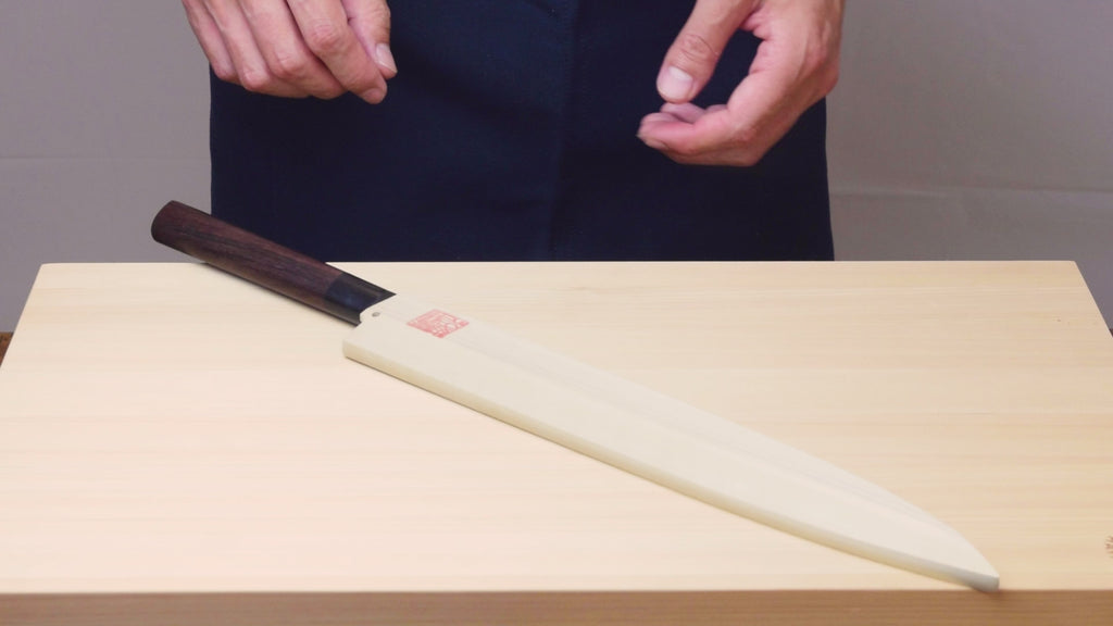 Yoshihiro Left Handed Kasumi White Steel Yanagi Sushi Sashimi Japanese Knife Shitan Handle