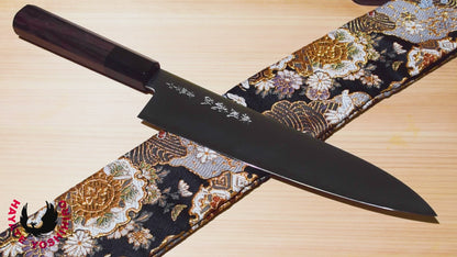 Yoshihiro Super Blue Steel Stainless Clad Gyuto Chefs Knife Rosewood Handle