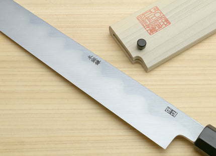 Yoshihiro Aonamiuchi Blue Steel #1 Mirror Polished Yanagi Kiritsuke Sushi Sashimi Japanese Knife Ebony Handle