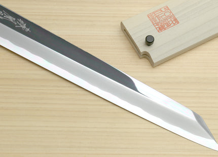 Yoshihiro Aonamiuchi Blue Steel #1 Mirror Polished Yanagi Kiritsuke Sushi Sashimi Japanese Knife Ebony Handle