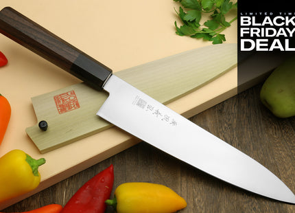 (BF Sale) Yoshihiro AUS10 Ice Hardened Stainless Steel Gyuto Japanese Chef Knife, Rosewood Handle (Blade Length 9.5" (240mm))