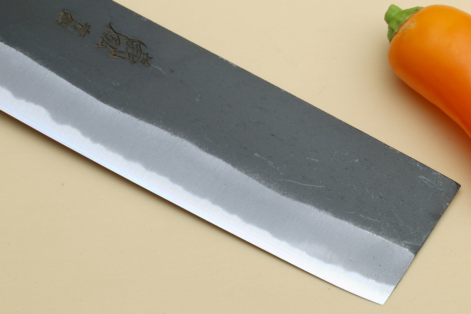 Yoshihiro Black Finish Blue Steel #2 Kurouchi Nakiri Japanese Vegetable Chef Knife 6.5" (165mm) Octagonal Shitan Handle