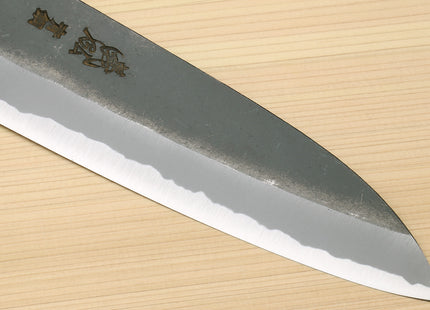 Yoshihiro Black Finish Blue Steel #2 Kurouchi Santoku Multipurpose Japanese Chef Knife (D-Shape Shitan Handle)