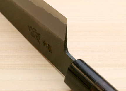 Yoshihiro Black Finish Blue Steel #2 Kurouchi Santoku Multipurpose Japanese Chef Knife (D-Shape Shitan Handle)