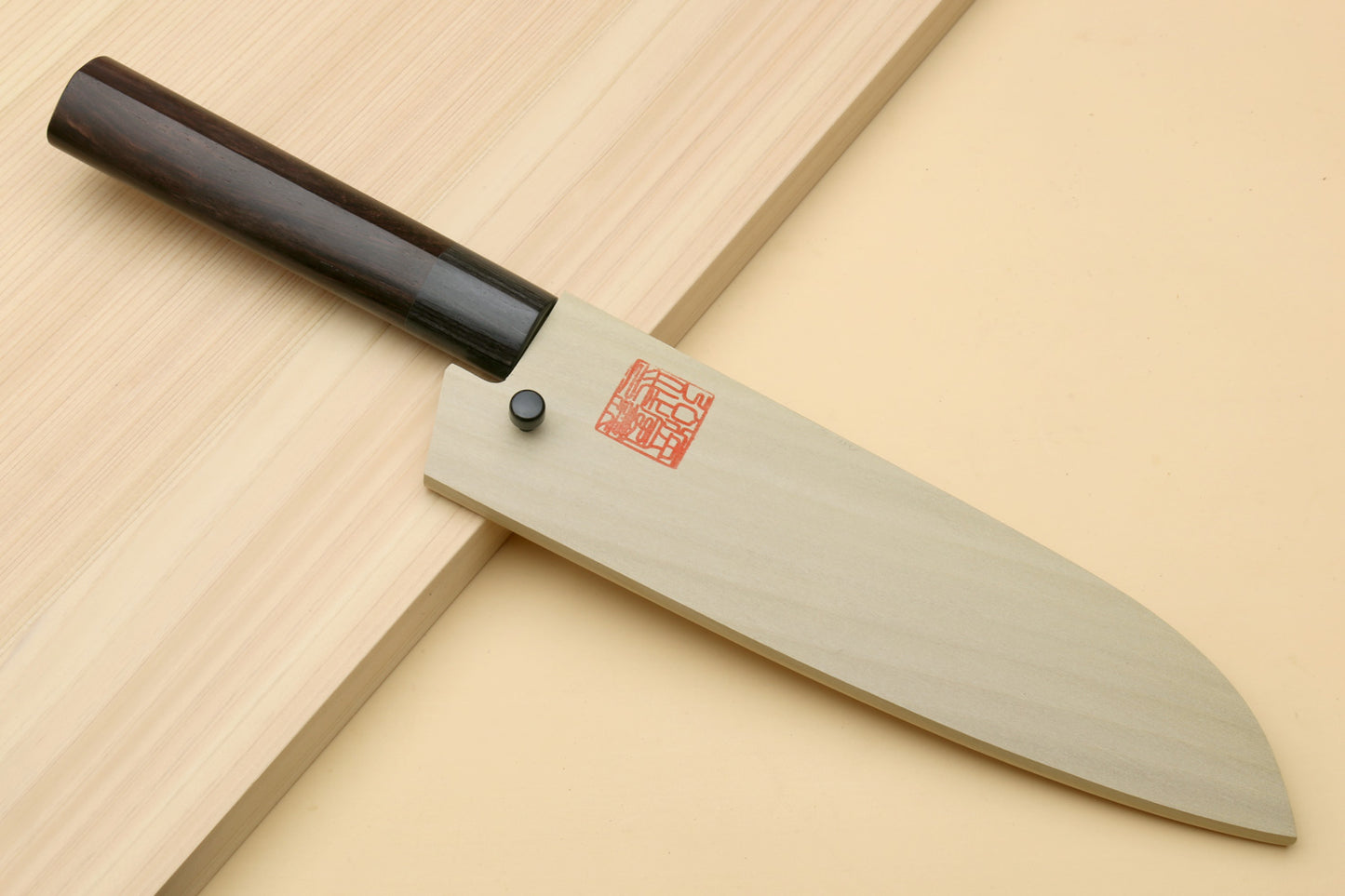 Yoshihiro Black Finish Blue Steel #2 Kurouchi Santoku Multipurpose Japanese Chef Knife (D-Shape Shitan Handle)