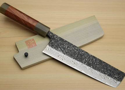 Yoshihiro Black-Forged High Performance SLD Damascus Steel Masashi Nakiri Vegetable knife Ironwood Handle