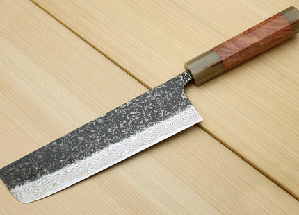Yoshihiro Black-Forged High Performance SLD Damascus Steel Masashi Nakiri Vegetable knife Ironwood Handle